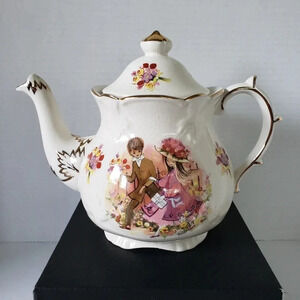 Vintage Price Kensington 1960s Ceramic School Kids Design  Gold Trim Teapot.